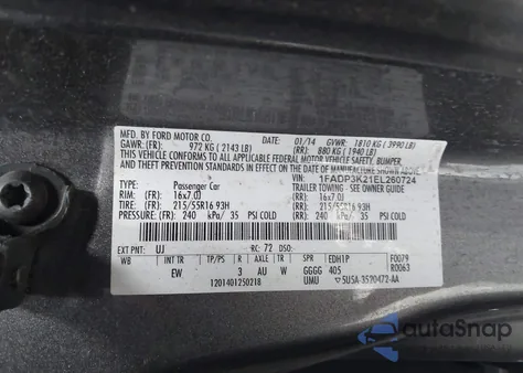 2014 Ford Focus Se from USA, damaged, VIN 1FADP3K21EL260724